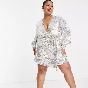 ASOS floral sequin wrap mini dress never worn with tags